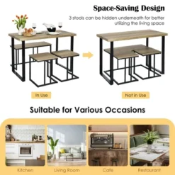Costway 4-Piece Dining Table Set Industrial Dinette Set Kitchen Table W/Bench & 2 Stools 13 Costway 4-Piece Dining Table Set Industrial Dinette Set Kitchen Table W/Bench & 2 Stools -Baxton Studio Shop GUEST fd995b01 87f3 4fdd 8ecb b97c1a337207