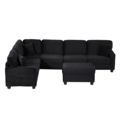 Upholstered Sectional Sofa L-shaped Sofa With Movable Ottoman & Side Storage Pockets - ModernLuxe 22 Upholstered Sectional Sofa L-shaped Sofa With Movable Ottoman & Side Storage Pockets - ModernLuxe -Baxton Studio Shop GUEST fda55c1d 08b8 42d8 9f7b eb8a1468abd5