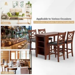 Costway 5PCS Pub Dining Table Set W/ Storage Shelves&4 Upholstered Chairs Walnut 11 Costway 5PCS Pub Dining Table Set W/ Storage Shelves&4 Upholstered Chairs Walnut -Baxton Studio Shop GUEST fdd93253 d9cd 40bb 9826 519eb8d5d6e6