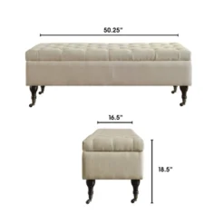 Collette Tufted Bench With Storage Butter Cream - Adore Decor -Baxton Studio Shop GUEST fdfb1e9d 099d 4200 9e2c 48cbffb961de