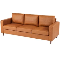 Whizmax 85" Leather Couch For Living Room, Modern Sofa Couches With Padded Backrest For Living Room, Bedroom, Office, Orange -Baxton Studio Shop GUEST fe2410ef b459 47ed 9bcf 26727394e219