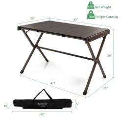 Costway 4-6 Person Portable Aluminum Camping Table Lightweight Roll Up Table Grey/Brown -Baxton Studio Shop GUEST fe57a8a0 31dc 479c b973 824d05683561