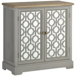 HOMCOM Farmhouse Storage Cabinet, Sideboard Buffet Cabinet With Double Glass Doors And Solid Wood Countertop For Kitchen, Living Room -Baxton Studio Shop GUEST fe7be5c2 1395 4cc0 885b 27cfbf118817