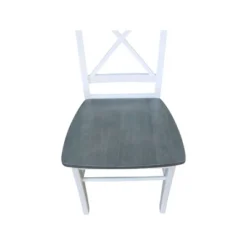 Set Of 2 X Back Chairs With Solid Wood Seat White/Gray - International Concepts -Baxton Studio Shop GUEST fe7d3363 9e51 4453 881e 8d3f3f553820