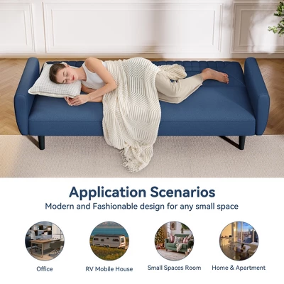 Dyonery 75.8" Convertible Futon Sofa Bed,3 Seater Linen Futon Couch,Adjustable Backrests,Folding Loveseat Sofa For Living Room,Office,Apartment 7 Dyonery 75.8" Convertible Futon Sofa Bed,3 Seater Linen Futon Couch,Adjustable Backrests,Folding Loveseat Sofa For Living Room,Office,Apartment - Image 7