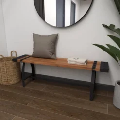 Industrial Metal And Brown Wood Bench Brown - Olivia & May -Baxton Studio Shop GUEST fe96088f c947 4945 8db2 d671fa2ef579