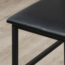 HOMCOM 3 Piece Bar Table And Chair Set, Dining Table And Armless Chairs Set With PU Padded Stools And Steel Frame, Brown -Baxton Studio Shop GUEST feae4ad4 fc16 401b a695 8629585d9eaf