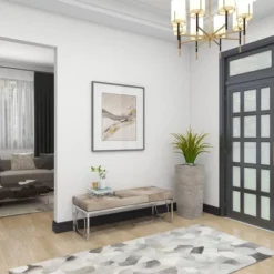 Contemporary Decorative Stainless Steel Cowhide Bench Silver - Olivia & May -Baxton Studio Shop GUEST ff0a0564 d6d3 4d25 93e7 f9131bee02ed