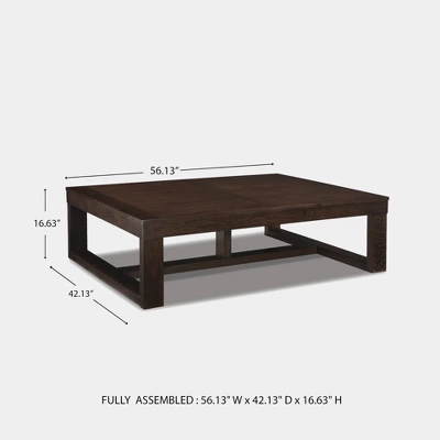 Watson Rectangular Cocktail Table Dark Brown - Signature Design By Ashley: Modern Trestle Base, Hardwood Veneer 5 Watson Rectangular Cocktail Table Dark Brown - Signature Design By Ashley: Modern Trestle Base, Hardwood Veneer - Image 5