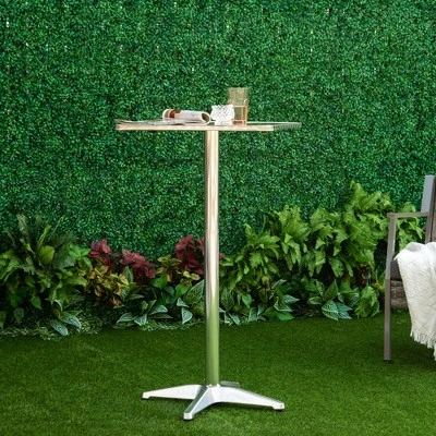 HOMCOM 24” Adjustable Square Stainless Steel Top Aluminum Standing Bistro Bar Table 1 HOMCOM 24” Adjustable Square Stainless Steel Top Aluminum Standing Bistro Bar Table