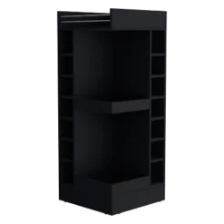 Gulches Lamer Corner Bar Cabinet Black 12 Bottle Wine Rack, Open Shelves, Scratch Resistant Surface, Compact Design -Baxton Studio Shop GUEST ff30b1ad 590b 47ae 903a cf53221d5444
