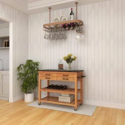 Coastal Wood Kitchen Cart Brown - Olivia & May -Baxton Studio Shop GUEST ff5903fb 2343 4876 af94 310ed20be338