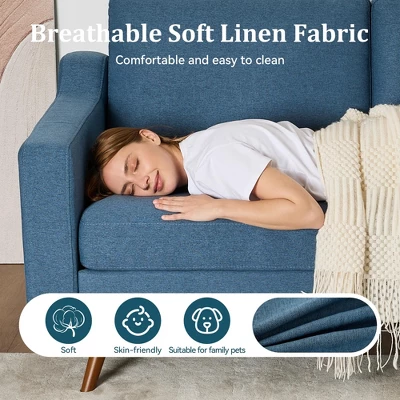 Dyonery 65.4" Loveseat Sofa,Comfy Love Seat Couches For Living Room,Mid Century Modern Small Couch For Bedroom Office With Spring Cushion 4 Dyonery 65.4" Loveseat Sofa,Comfy Love Seat Couches For Living Room,Mid Century Modern Small Couch For Bedroom Office With Spring Cushion - Image 4