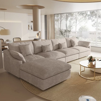 Cloud Couch Modular Sectional Sofa,156" L Shaped Couch, Oversized Down Filled Convertible Wide Seater,4 Seater With Ottoman For Living Room Set 17 Cloud Couch Modular Sectional Sofa,156" L Shaped Couch, Oversized Down Filled Convertible Wide Seater,4 Seater With Ottoman For Living Room Set - Image 17