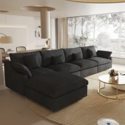 Cloud Couch Modular Sectional Sofa,156" L Shaped Couch, Oversized Down Filled Convertible Wide Seater,4 Seater With Ottoman For Living Room Set 32 Cloud Couch Modular Sectional Sofa,156" L Shaped Couch, Oversized Down Filled Convertible Wide Seater,4 Seater With Ottoman For Living Room Set -Baxton Studio Shop GUEST ffc30d64 63b9 4e13 9be0 4a1bb97ce22f