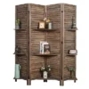 Rancho 4 Shelf Panel Folding Screen Room Partition Paulownia Wood - Proman Products