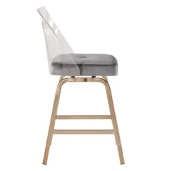 Set Of 2 24" Svana Champagne Gold Finish Velvet Swivel Counter Height Barstools - Inspire Q -Baxton Studio Shop GUEST ffdb01d0 6e93 4b5f b0e3 66ad20a0380a